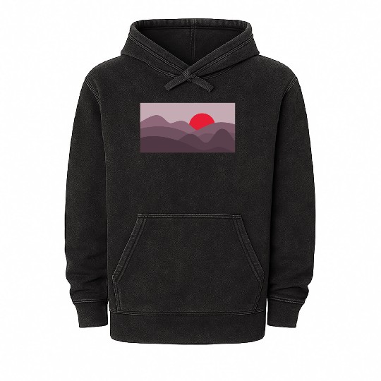 Minimalist Sun Dark Pink Purple Mineral Wash Hoodies
