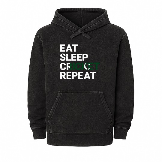 Eat Sleep Cricket Repeat PK Flag Sports Gift Mineral Wash Hoodies