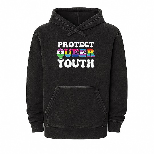 LBGT Flag Gay Pride Human Vintage Rainbow Mineral Wash Hoodies