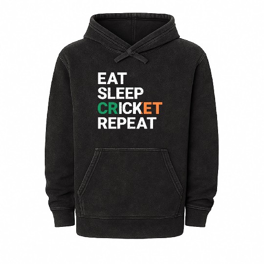 Eat Sleep Cricket Repeat Ireland Flag Sports Gift Mineral Wash Hoodies
