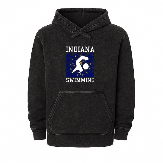 Indiana Flag Swimming Team Swim Swimmer US State Mineral Wash Hoodies