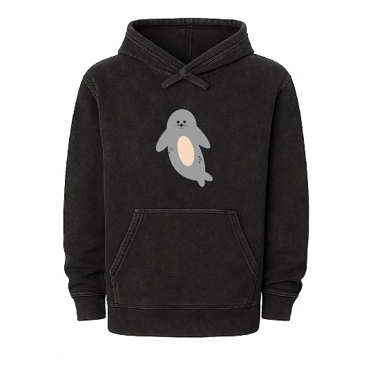 Cute seal Mineral Wash Hoodies