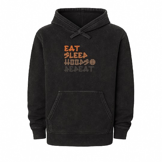 Eat Sleep Hoops Repeat Basketball Mineral Wash Hoodies