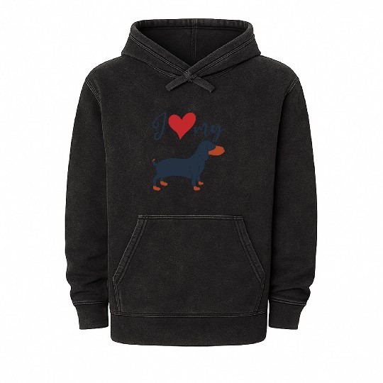 Dog Lovers I love my Dachshund Mineral Wash Hoodies