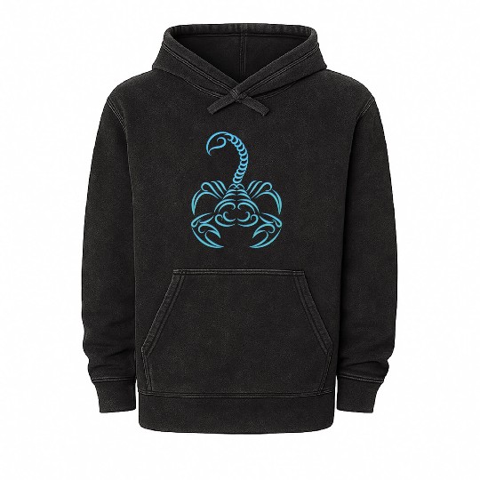 Scorpio Zodiac Water Sign Scorpion Logo Mineral Wash Hoodies