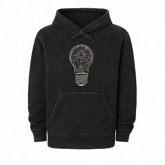 Astronomy Universe Planets Light Bulb Mineral Wash Hoodies