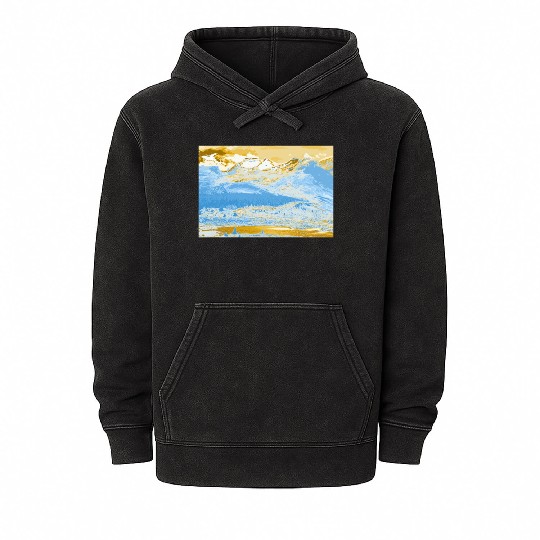 Golden Blue Mountain Lake Mineral Wash Hoodies