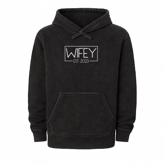Wifey Est. 2023 Matching Couple Newlywed Marriedwi Mineral Wash Hoodies