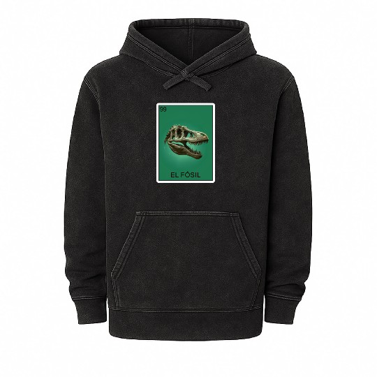 El Fosil Old Person Card Mexican Lottery Card Mineral Wash Hoodies