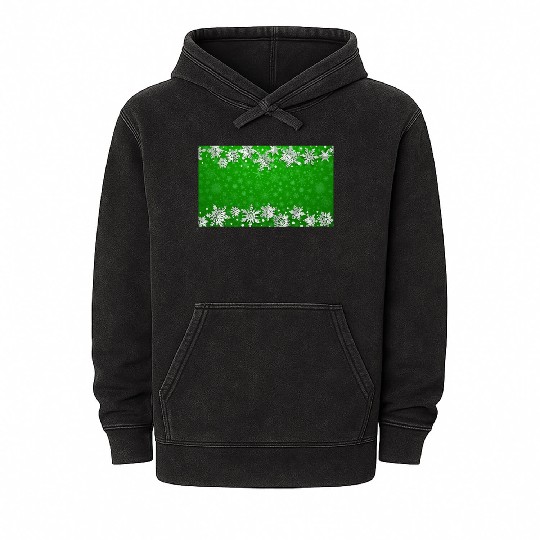 Elegant Green Winter Snowflakes Pattern Mineral Wash Hoodies