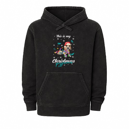 Winter Christmas Pyjama Beagle Mineral Wash Hoodies