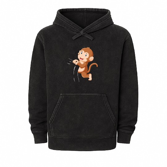 Cute Monkey Baby Monkey Baby Orangutan Baby Monkey Mineral Wash Hoodies