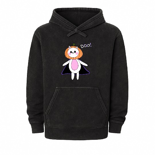 cute cat in halloween melon costume Mineral Wash Hoodies