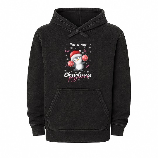 Winter Christmas Pyjama Penguin Mineral Wash Hoodies