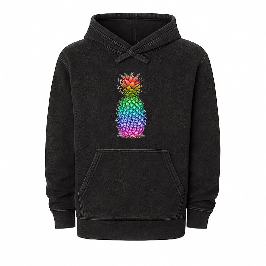 Pineapple Gay Lesbian Pride Rainbow Tropical LGBTQ Mineral Wash Hoodies
