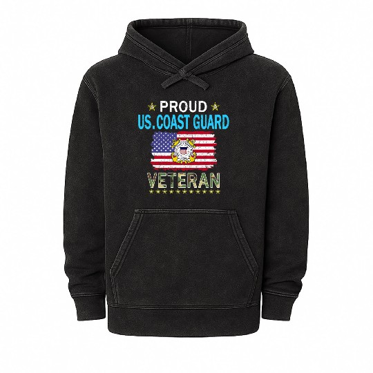Coast Guard Veterans Day Us Coast Mineral Wash Hoodies