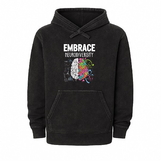 Embrace Neurodiversity Brain Adhd Autism Awareness Mineral Wash Hoodies