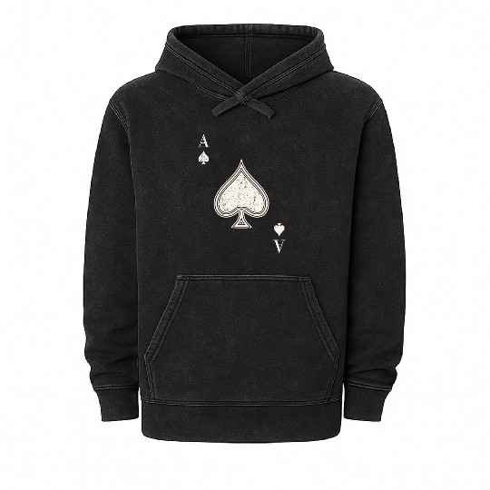 Ace Of Spades Blackjack Cards Poker 21 Mineral Wash Hoodies