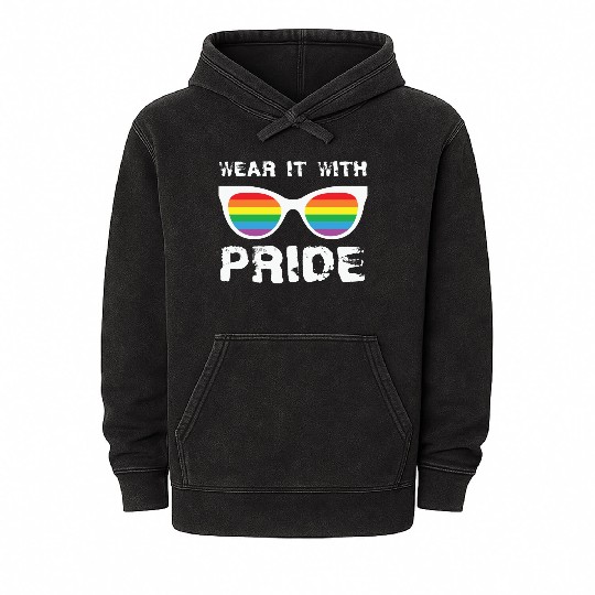 LBGT Flag Gay Pride Human Wear it with Pride Mineral Wash Hoodies