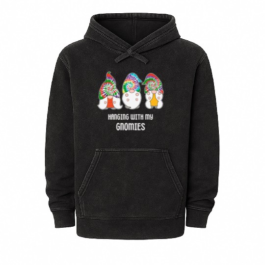 Hanging With My Gnomies Funny Garden Gnomes Mineral Wash Hoodies