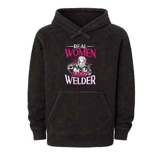 Welder Welding Wife Marriage Mineral Wash Hoodies