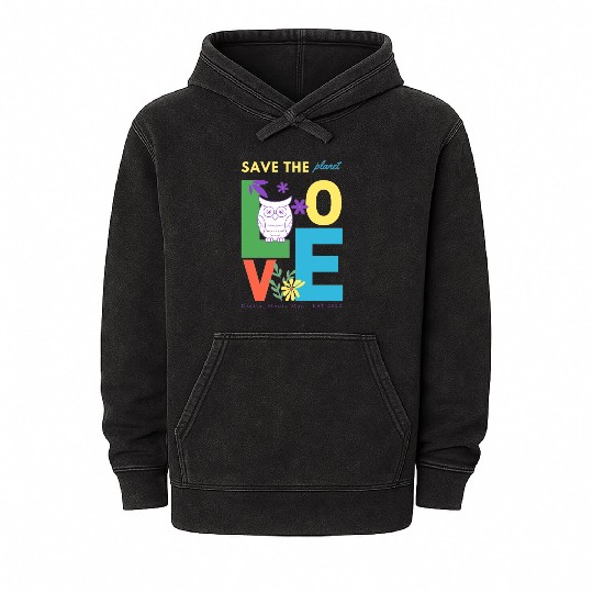 Save the planet eco friendly design Mineral Wash Hoodies