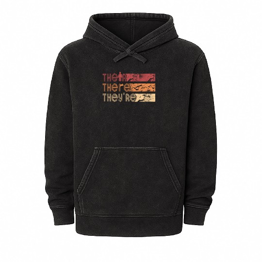 Their There They're English Teacher Grammar Mineral Wash Hoodies