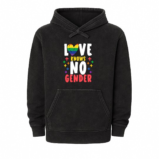 Love Knows No Gender Rainbow Pride Month Mineral Wash Hoodies