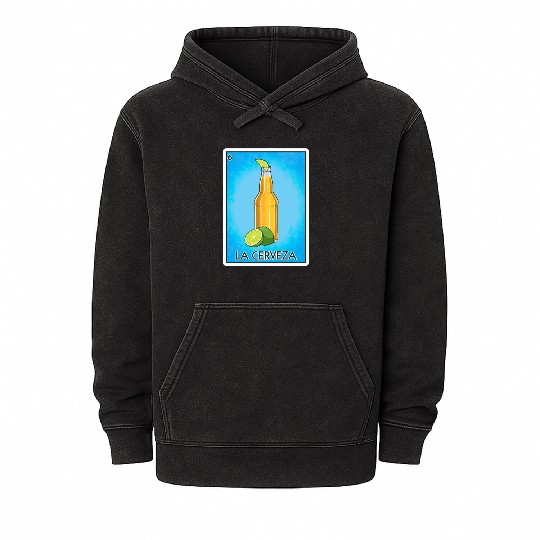 La Cerveza Beer Card Mexican Lottery Card Cerveza Mineral Wash Hoodies