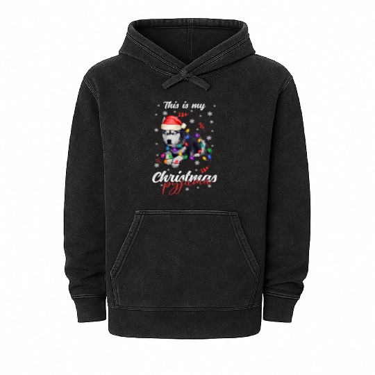 Winter Christmas Pyjama Husky Mineral Wash Hoodies