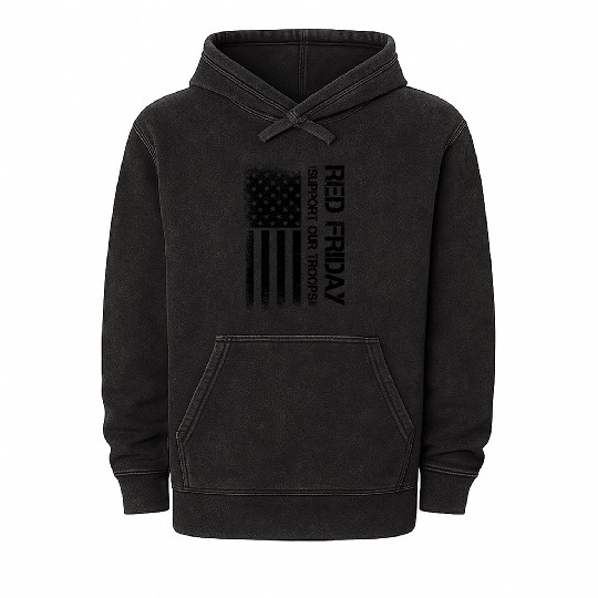 Red Friday Support Our Troops Us Military Vet Mineral Wash Hoodies