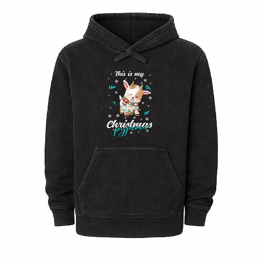Winter Christmas Pyjama Goat Mineral Wash Hoodies