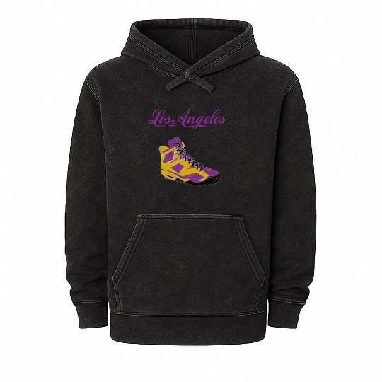 SHOES LOS ANGELES BASKETBALL YELLOW AND PURPLE Mineral Wash Hoodies