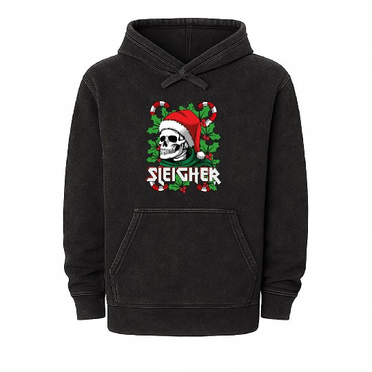 Sleigher Heavy Metal Santa Mineral Wash Hoodies