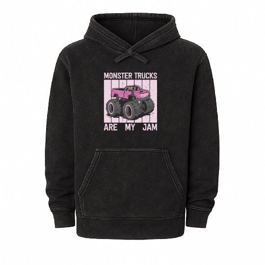 Monster Trucks Are My Jam Vintage Retro Mineral Wash Hoodies