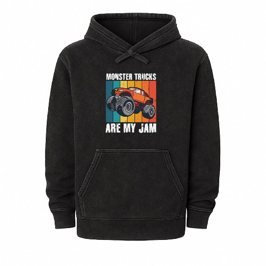 Monster Trucks Are My Jam Vintage Retro Mineral Wash Hoodies