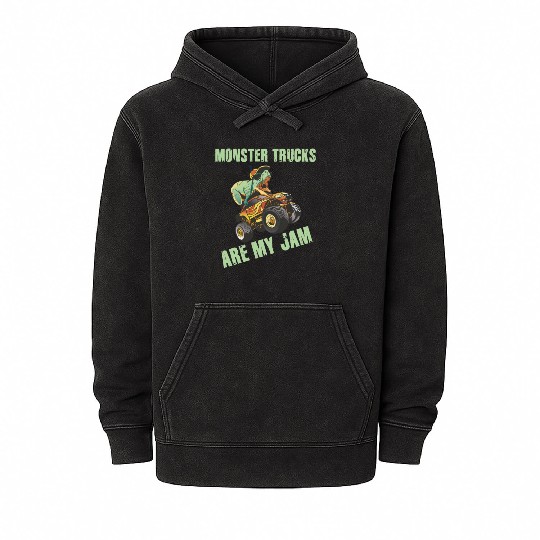 Monster Trucks Are My Jam Vintage Retro Mineral Wash Hoodies