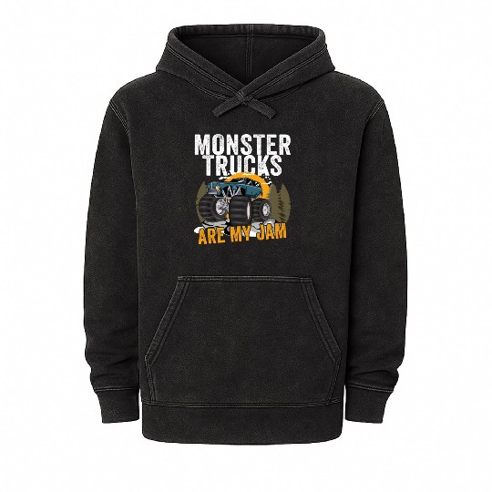 Monster Trucks Are My Jam Vintage Retro Mineral Wash Hoodies