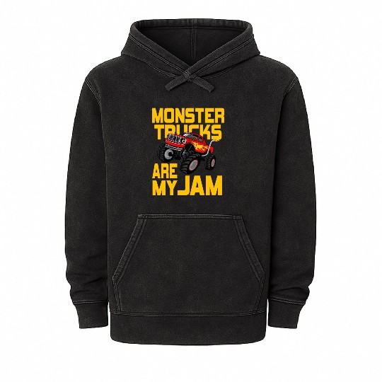 Monster Trucks Are My Jam Vintage Retro Mineral Wash Hoodies