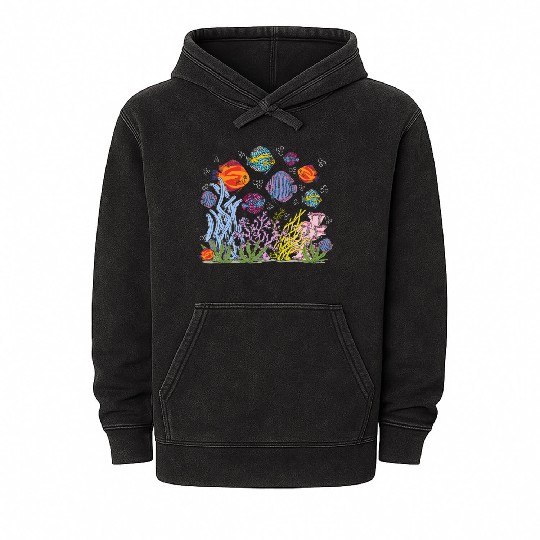 Aquascaping Fishkeeping Tropical Fishes Lover Mineral Wash Hoodies