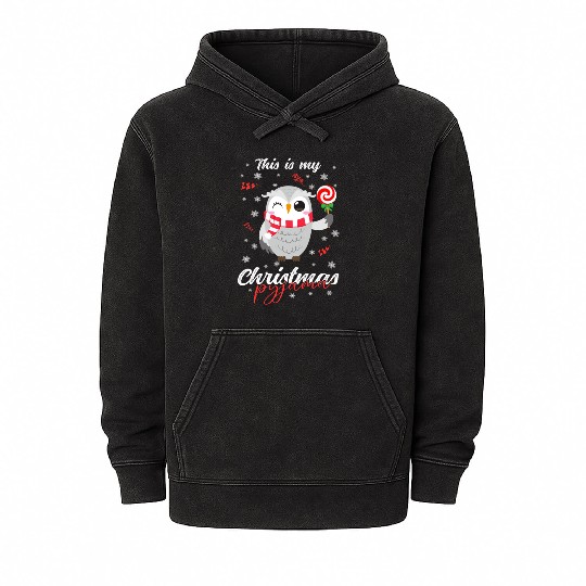 Winter Christmas Pyjama Owl Mineral Wash Hoodies