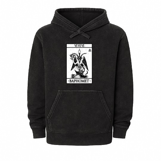 Baphomet Tarot Card Satanic Occult Mineral Wash Hoodies