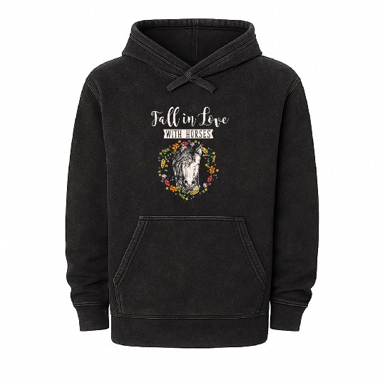 Fall Horse Lover Riding Autumn Horseback Mineral Wash Hoodies
