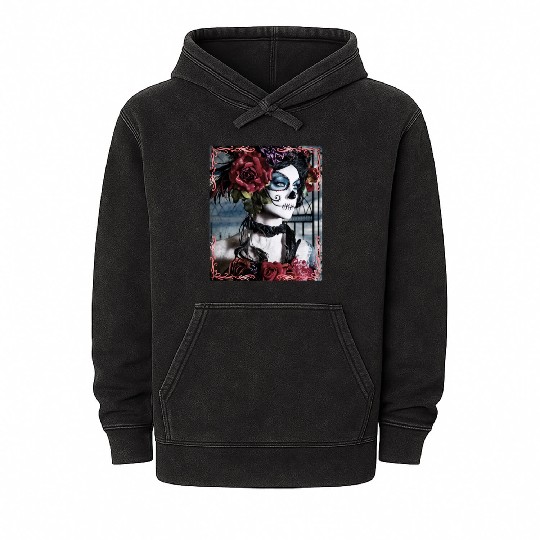 Beauty Dance Macabre Sugar Skull Girl Mineral Wash Hoodies
