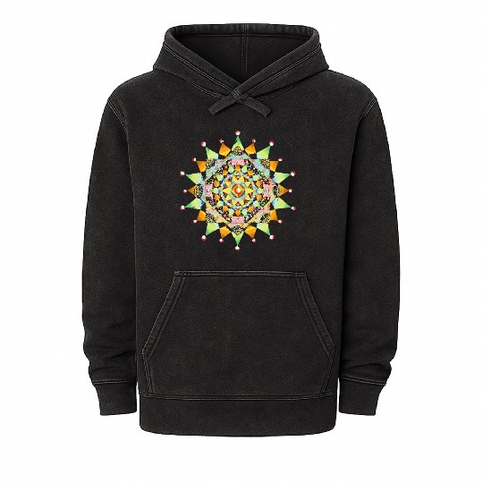 Patchwork Filigree Mandala Mineral Wash Hoodies
