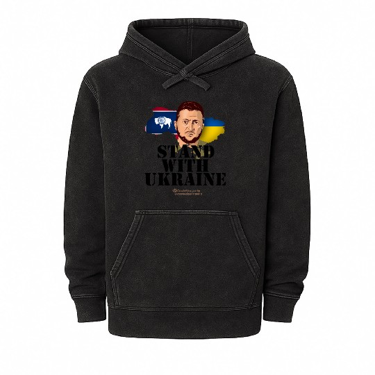Ukraine Wyoming Flags Zelensky Mineral Wash Hoodies