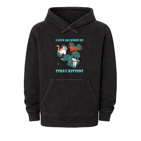 I love all kinds of stray cats stray kitten rescue Mineral Wash Hoodies