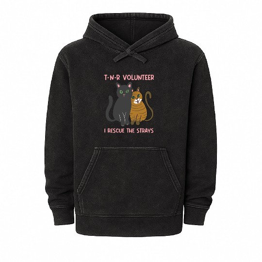 T N R Volunteer I rescue stray cats street cats Mineral Wash Hoodies