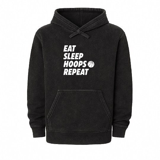 Eat Sleep Hoops Repeat Basketball Mineral Wash Hoodies