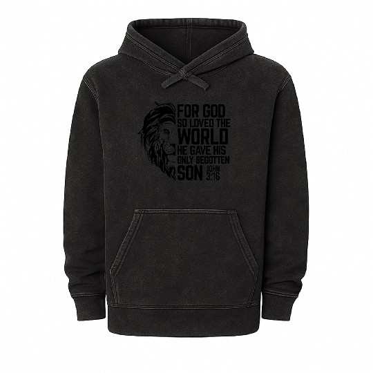 Lion's Embrace - God's Love: John 3:16 Mineral Wash Hoodies